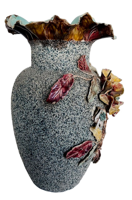 Art Nouveau Majolica Sand Glazed Large Vase