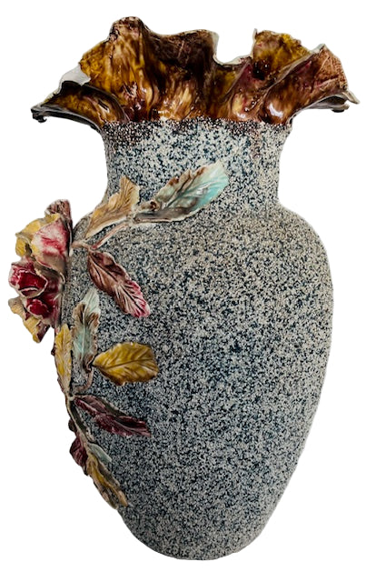 Art Nouveau Majolica Sand Glazed Large Vase
