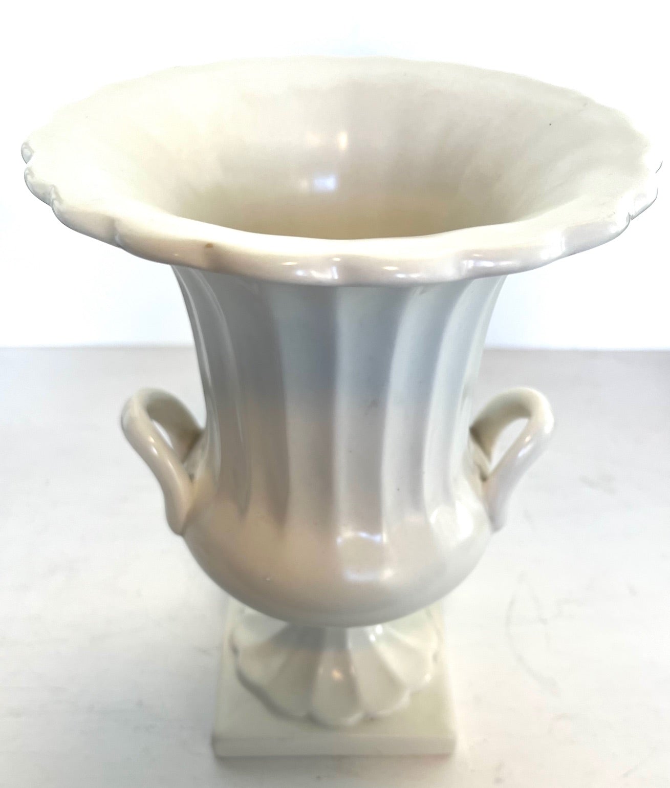 1950s-60s Beswick England Porcelain White Ribbed Vase