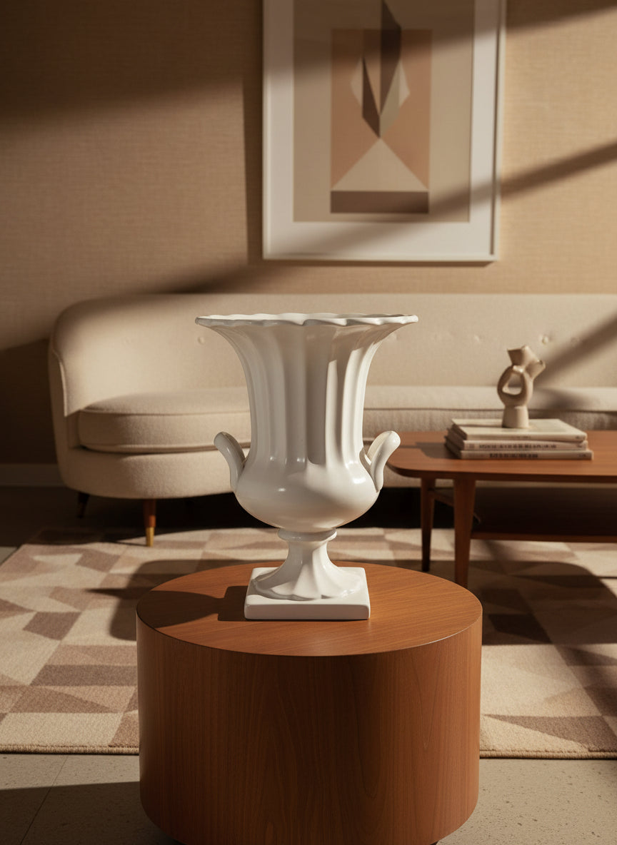 1950s-60s Beswick England Porcelain White Ribbed Vase