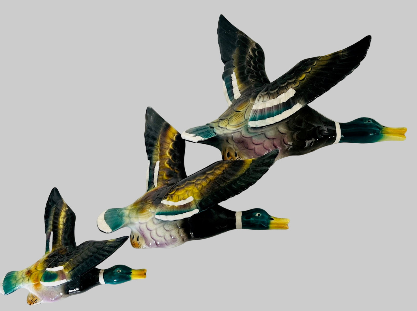 Set Of 3 Mallard Flying Ducks