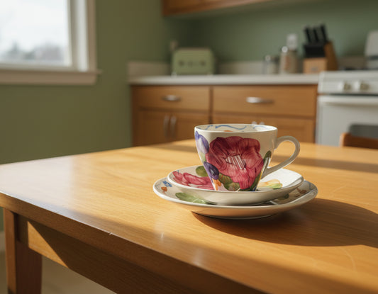 Crown Lynn Fleurette Cup And Saucer Trio