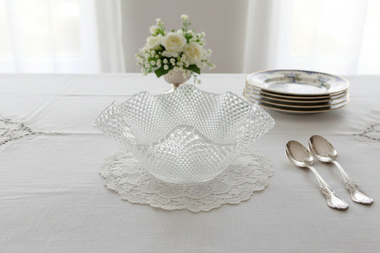 Japanese Kamai Crystal Glass Serving Bowl