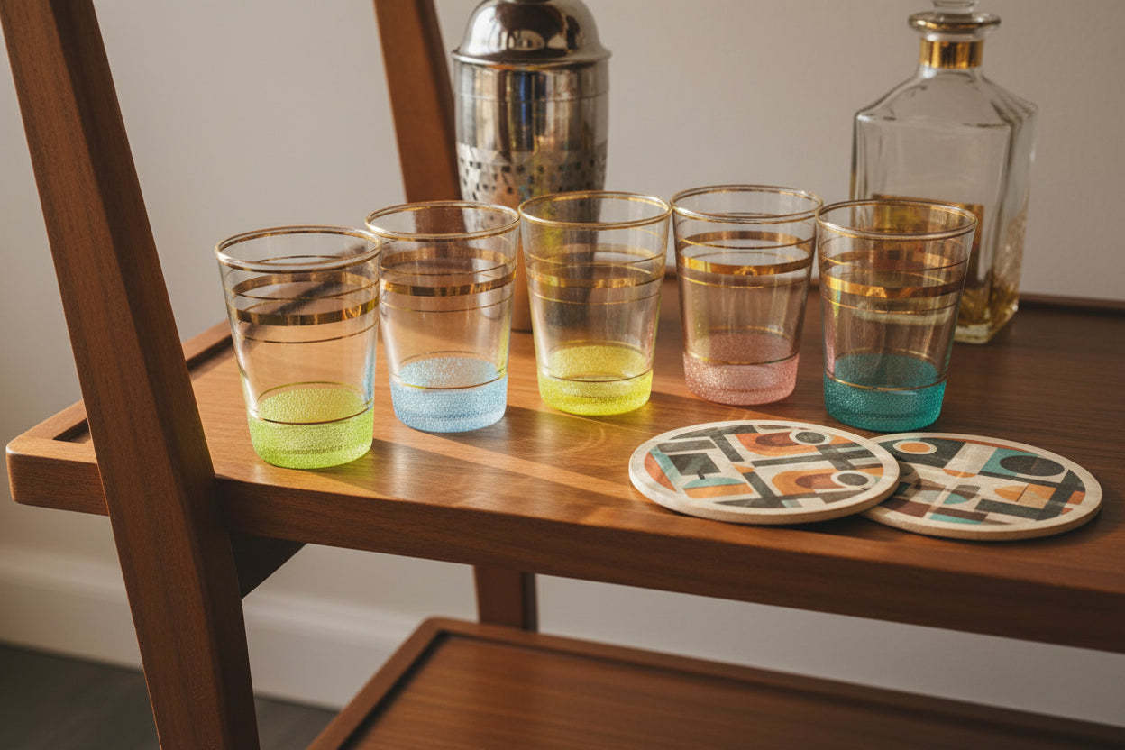 Set Of Harlequin Sugar Frosted Glasses