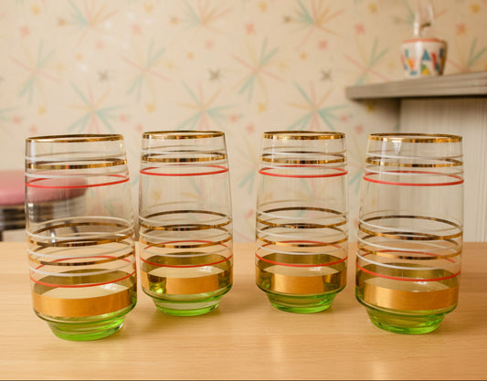 Retro Set Of 4 Drinking Glasses