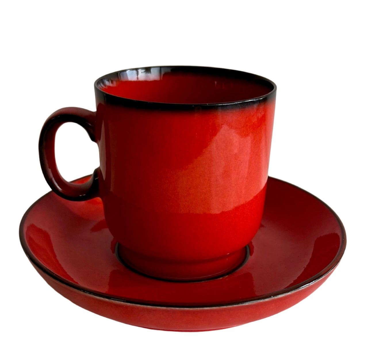 Mid-Century German Red And Black Cup And Saucer