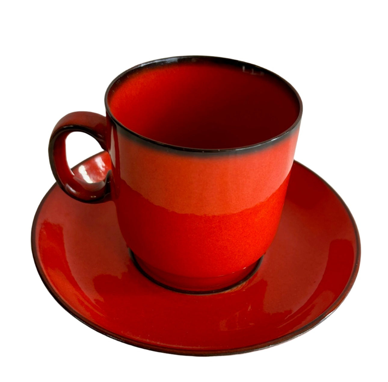 Mid-Century German Red And Black Cup And Saucer