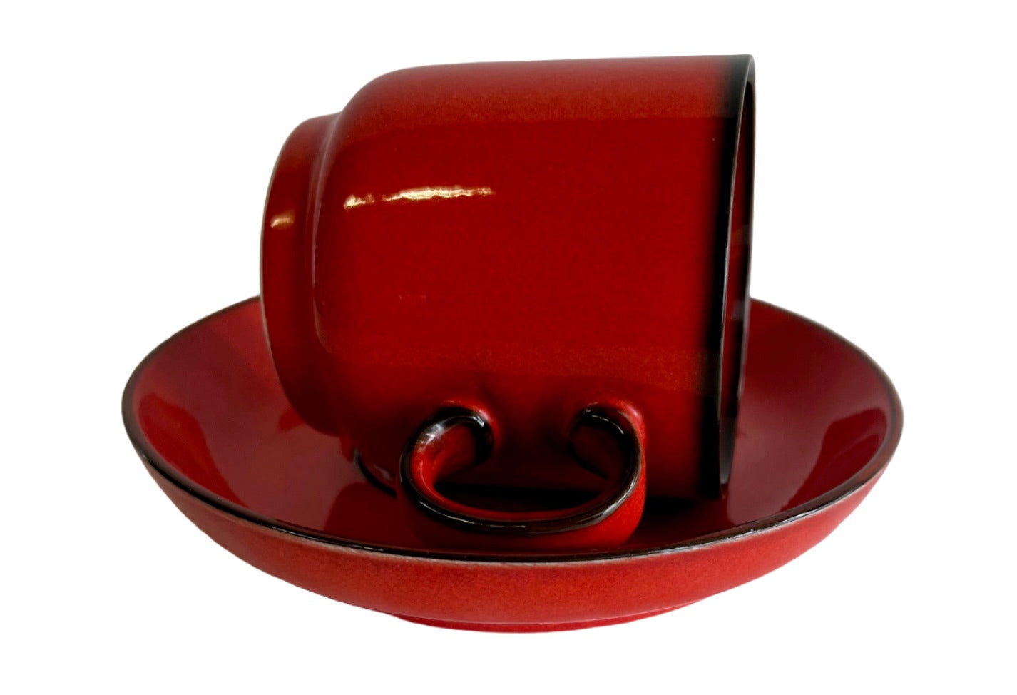 Mid-Century German Red And Black Cup And Saucer