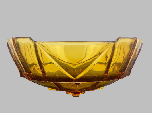 Czechoslovakia Art Deco Amber Glass Bowl