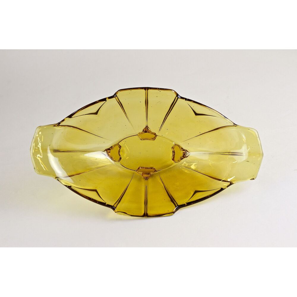 Amber Glass Art Deco Bowl