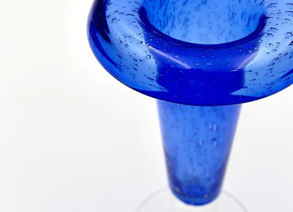 Handblown Blue Art Glass Bubble Vase