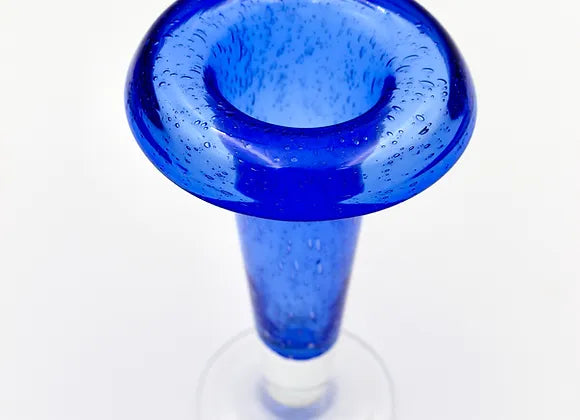 Handblown Blue Art Glass Bubble Vase