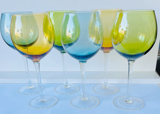 Multicolour Balloon Crystal Wine Glasses
