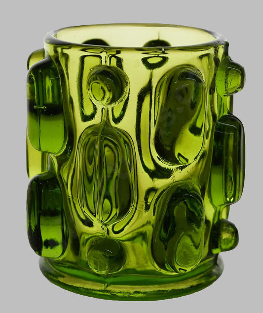 Vintage Japanese Bond Ware Pressed Green Glass Vase