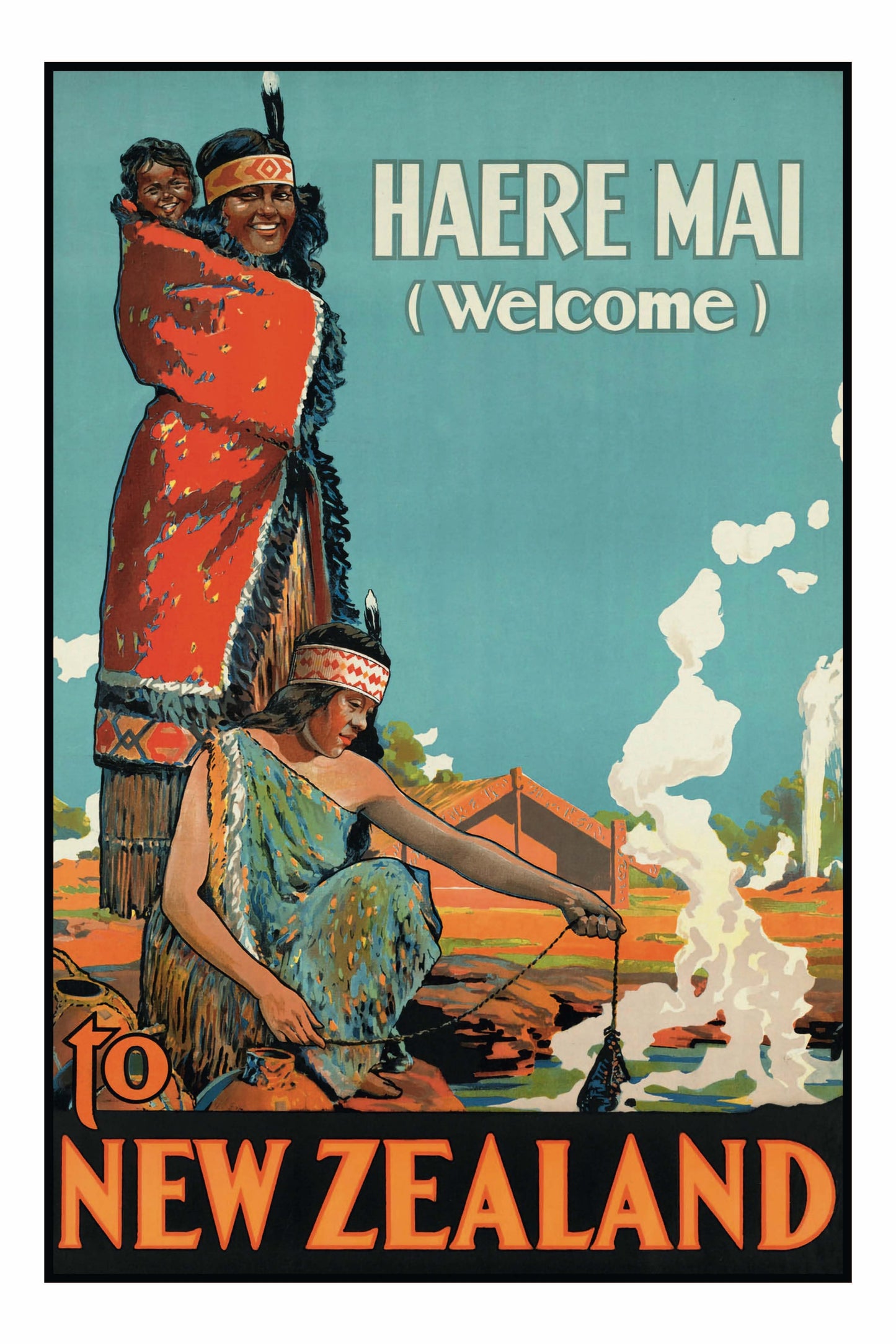 Haere Mai – Welcome To New Zealand Vintage Poster