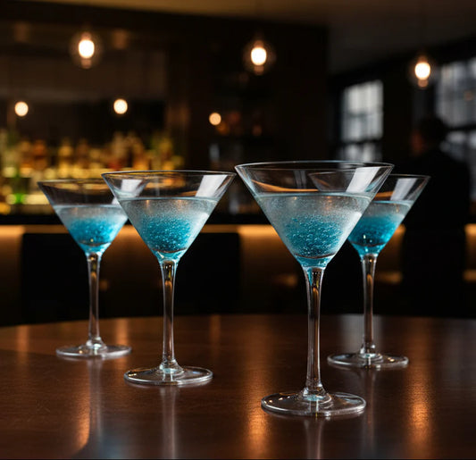 4 Teal Martini Glasses