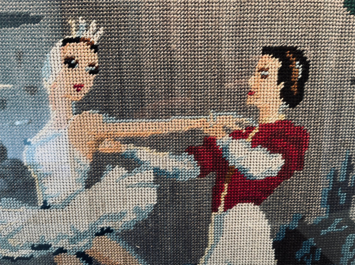1960s Swan Lake Ballet Needlepoint Tapestry Framed